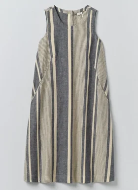 Leinen-Etuikleid mit breiten Streifen