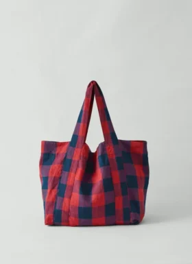Leinentasche mit Gingham-Karomuster
