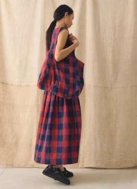Leinentasche mit Gingham-Karomuster