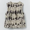 Market Fish Print Baumwoll-Popeline-Oberteil