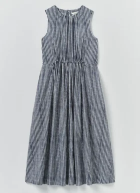 Martha Baumwollkleid mit Streifen aus Naturfarbstoff