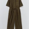 Overall aus Baumwollpopeline mit weitem Bein