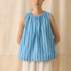 Oyo Stripe gerafftes Baumwoll-Top Oyo Stripe gerafftes Baumwoll-Top