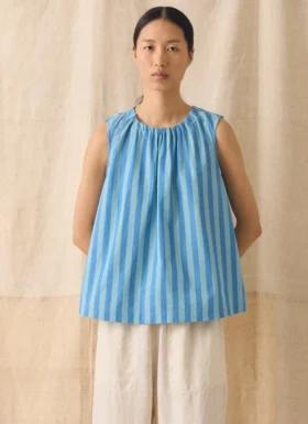 Oyo Stripe gerafftes Baumwoll-Top