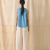 Oyo Stripe gerafftes Baumwoll-Top Oyo Stripe gerafftes Baumwoll-Top