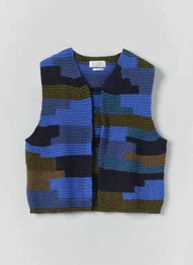 Patchwork-Strickweste aus Wolle