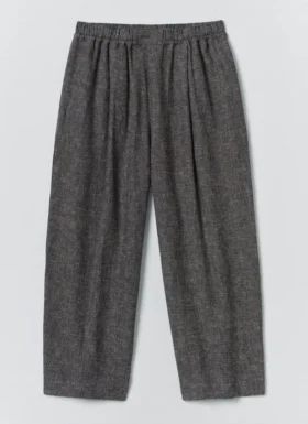 Plissierte Hose aus Leinen-Baumwoll-Twill