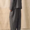 Plissierte Hose aus Leinen-Baumwoll-Twill Plissierte Hose aus Leinen-Baumwoll-Twill