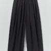 Plissierte Pull-on-Hose aus Baumwollpopeline