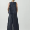 Plissierte Pull-on-Hose aus Baumwollpopeline
