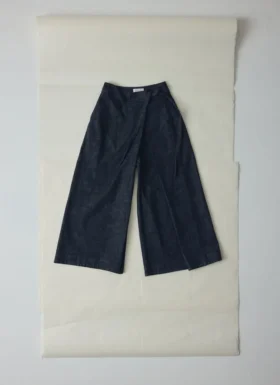Plissierte Wickel-Denim-Culottes