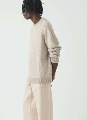 Pullover aus Leinen-Baumwolle mit Rundhalsausschnitt