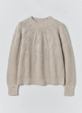 Pullover aus Wolle und Baumwolle mit Fächermuster