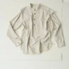 Pullover-Hemd mit Grandad-Kragen und Streifenmuster