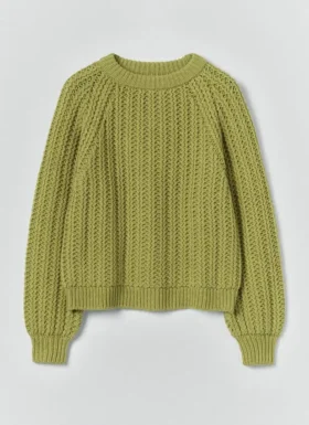 Rippenstrick-Pullover aus Wolle und Baumwolle