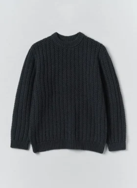 Rippenstrick-Pullover aus Wolle und Baumwolle
