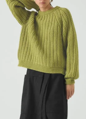 Rippenstrick-Pullover aus Wolle und Baumwolle