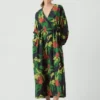 Seiden-Baumwoll-Kleid mit Obst-Print