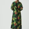 Seiden-Baumwoll-Kleid mit Obst-Print