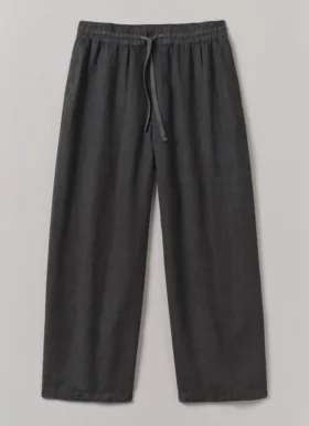 Stückgefärbte Leinen-Hose mit Kordelzug