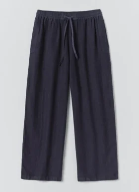 Stückgefärbte Leinen-Hose mit Kordelzug