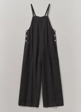 Stückgefärbter Leinen-Overall mit Taschen