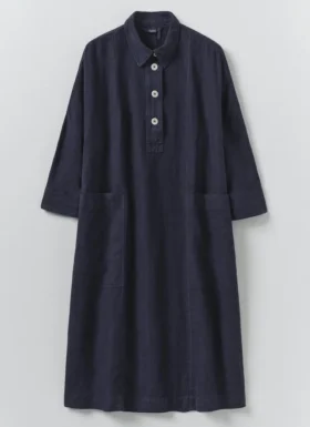 Stückgefärbtes Leinen-Tunika-Kleid