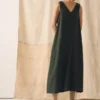 Stückgefärbtes, ärmelloses Leinenkleid