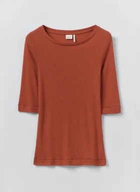 T-Shirt aus Wolle und Lyocell mit U-Ausschnitt