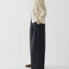 Weit geschnittene Hose aus Baumwoll-Leinen-Twill Weit geschnittene Hose aus Baumwoll-Leinen-Twill